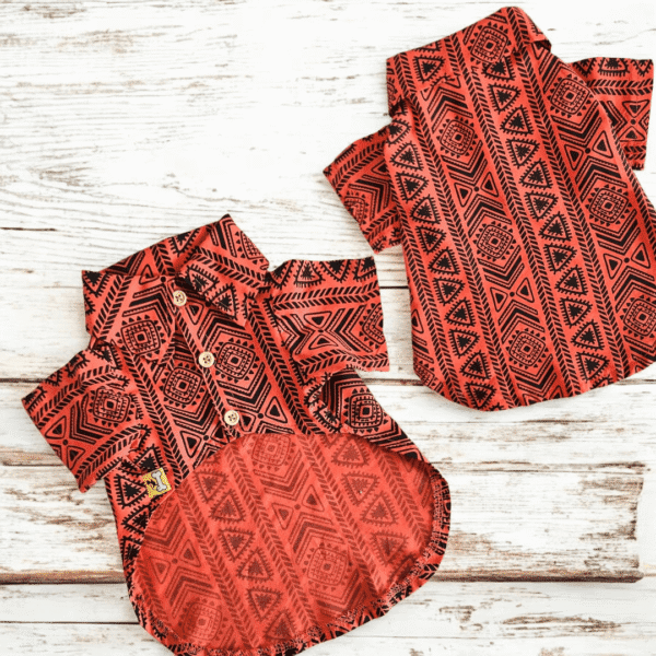 Diseño sin título (15) CAMISA TRIBAL LADRILLO - Ropa para perros y gatos