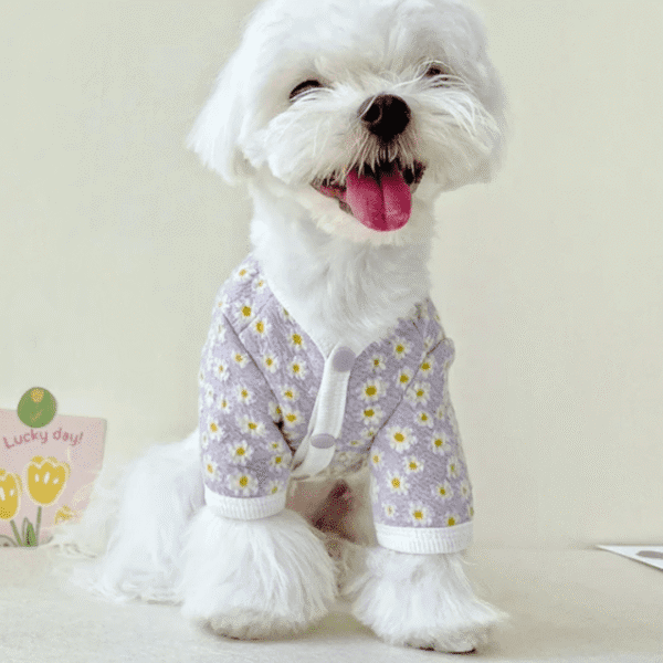 Diseño sin título (52) POLERA FLORES LILA - Ropa para perros y gatos